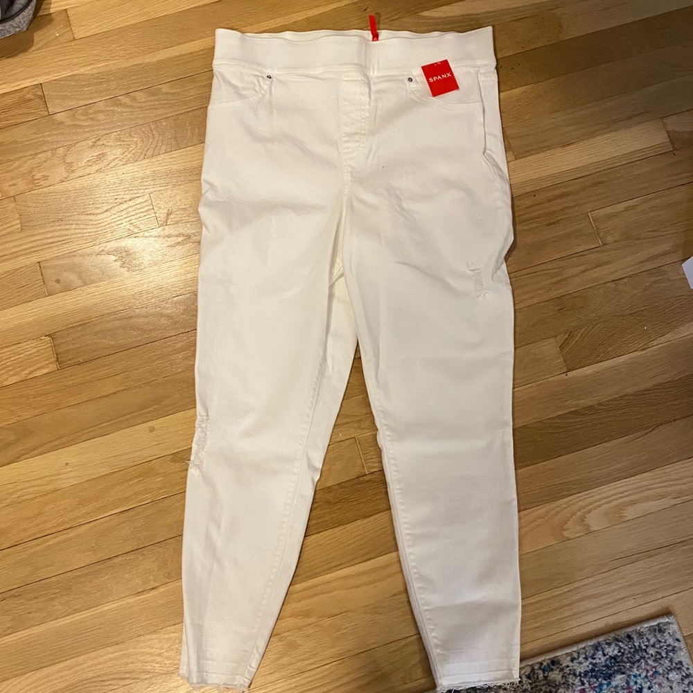 Spanx White Distressed Skinny Jean Size 1x
